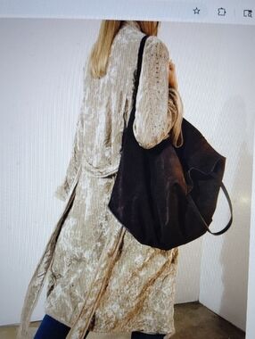 Limited Edition Zara Crushed Velvet Tie-Waist Robe in Champagne Gold
